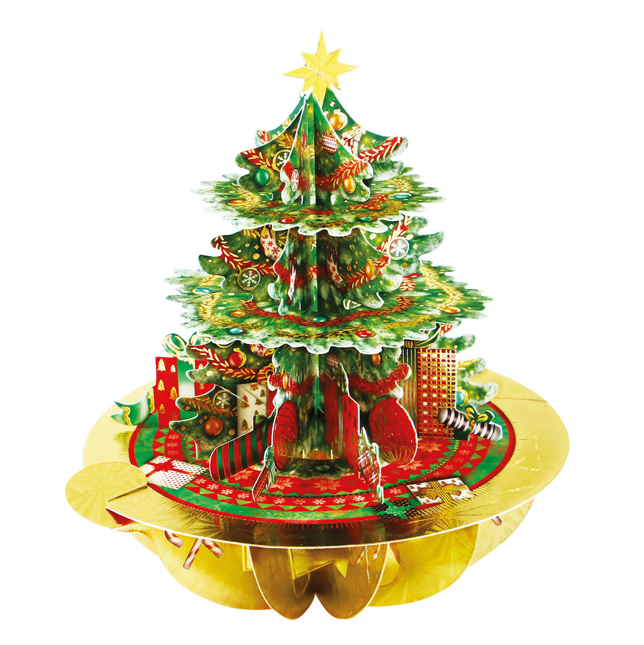 3D POP UP PIROUETTE YULE CHRISTMAS GREETING CARD Xmas Tree SANTORO