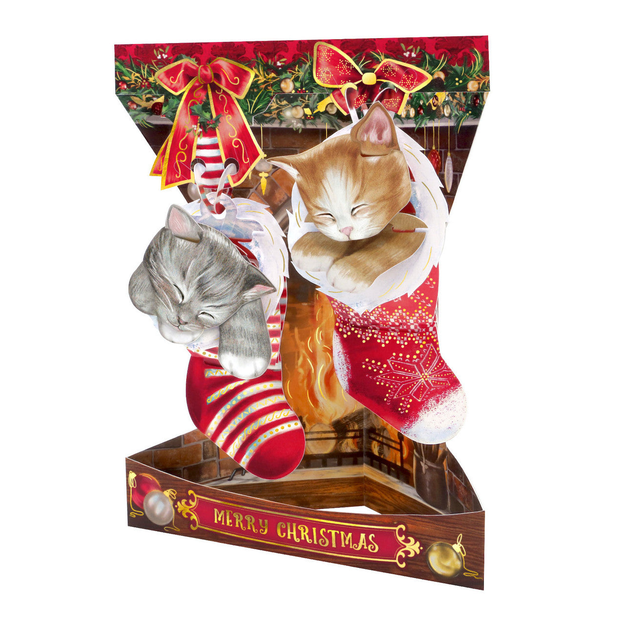 YULE CHRISTMAS 3D GREETING CARD Christmas Kittens Cats SANTORO