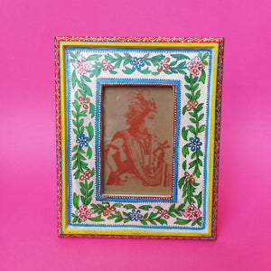 HAND PAINTED INDIAN PHOTO/PICTURE FRAME LARGE