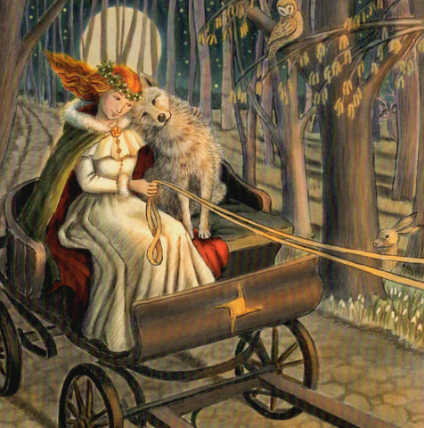 PAGAN WICCAN GREETING CARD Brigid & the Wolf WENDY ANDREW