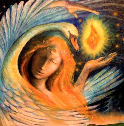 PAGAN WICCAN GREETING CARD Bringing the Imbolc Fire WENDY ANDREW