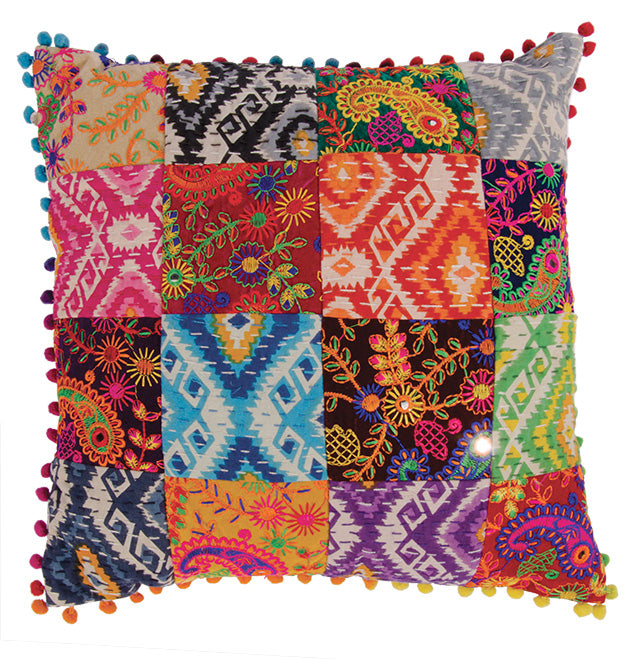 EMBROIDERED PATCHWORK INDIAN CUSHION