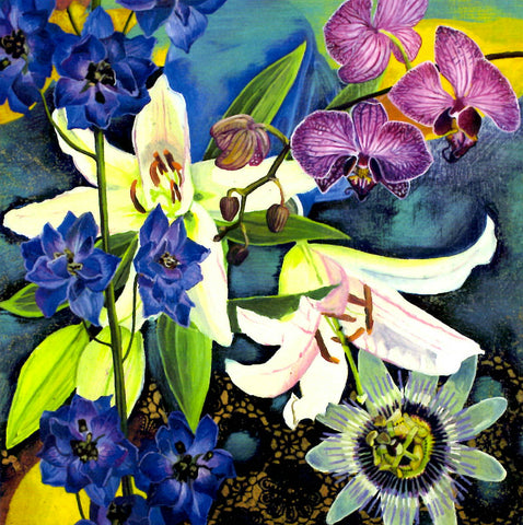 FINE ART GREETING CARD Delphiniums GEORGIA COX