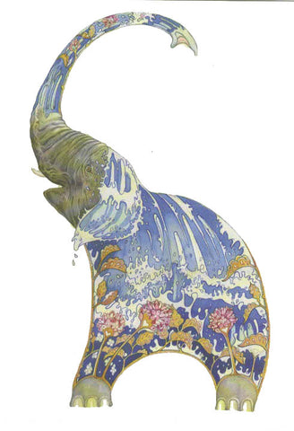 PAGAN WICCAN FINE ART GREETING CARDS Elephant with Water BIRTHDAY Animal BLANK DM COLLECTION