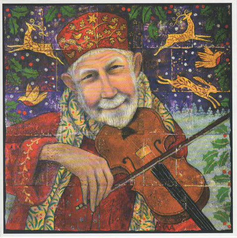 YULE XMAS GREETING CARD Festive Fiddling PAGAN SOLSTICE WENDY ANDREW