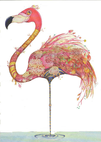 PAGAN WICCAN FINE ART GREETING CARDS Flamingo BIRTHDAY Animal BLANK DM COLLECTION