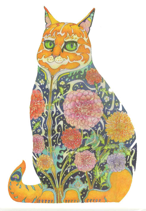 PAGAN WICCAN FINE ART GREETING CARDS Ginger Cat BIRTHDAY Animal BLANK DM COLLECTION