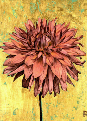 FINE ART GREETING CARD Gold Dahlia GEORGIA COX