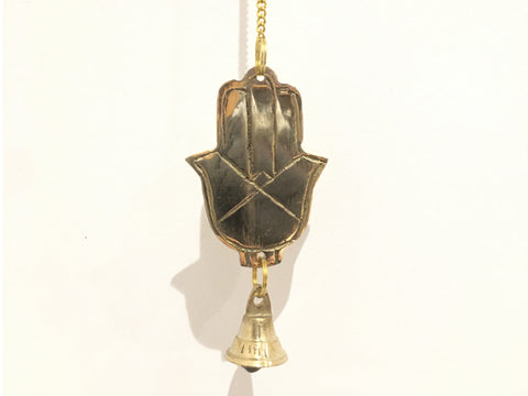 HANGING BRASS HAMSA HAND CHIMES DECORATION