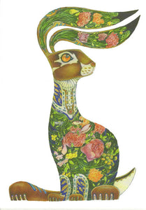 PAGAN WICCAN FINE ART GREETING CARDS Hare with Flowers BIRTHDAY Animal BLANK DM COLLECTION