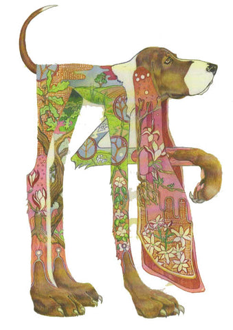PAGAN WICCAN FINE ART GREETING CARDS Hound Dog BIRTHDAY Animal BLANK DM COLLECTION