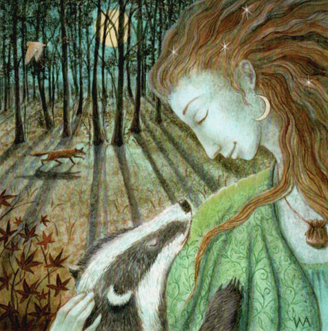 PAGAN WICCAN GREETING CARD Lady Moon Serenity WENDY ANDREW