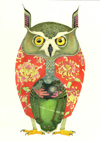 PAGAN WICCAN FINE ART GREETING CARDS Long Eared Owl DM COLLECTION