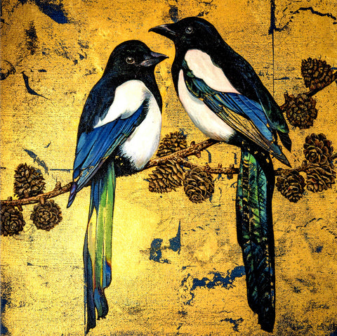 FINE ART GREETING CARD Magpies GEORGIA COX