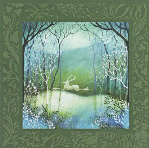 PAGAN WICCAN GREETING CARD Moonlit Wood GODDESS STAG AMANDA CLARK