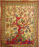 INDIAN TREE OF LIFE TAPESTRY, WALL HANGING, BEDSPREAD