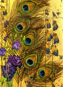 FINE ART GREETING CARD Peacock Feathers GEORGIA COX