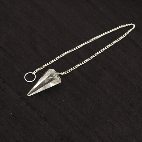 FACETED CLEAR QUARTZ PENDULUM
