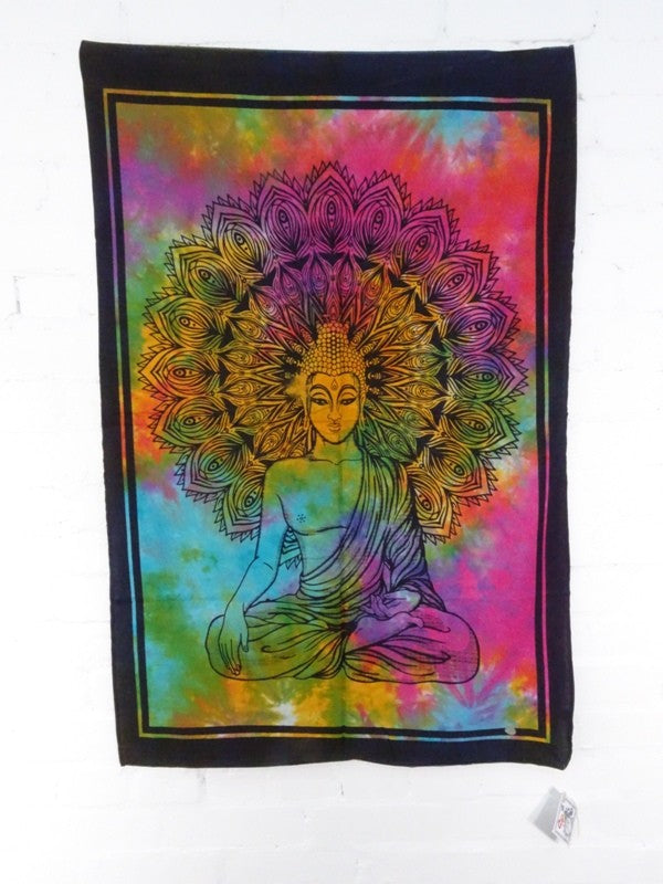 INDIAN TIE DYE WALL HANGING, TAPESTRY Buddha