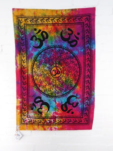 INDIAN TIE DYE WALL HANGING, TAPESTRY Ohm