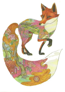 PAGAN WICCAN FINE ART GREETING CARDS Red Fox BIRTHDAY Animal BLANK DM COLLECTION