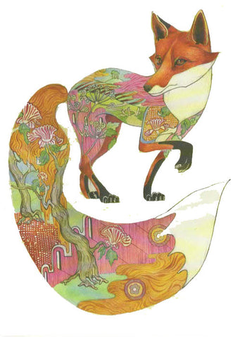 PAGAN WICCAN FINE ART GREETING CARDS Red Fox BIRTHDAY Animal BLANK DM COLLECTION