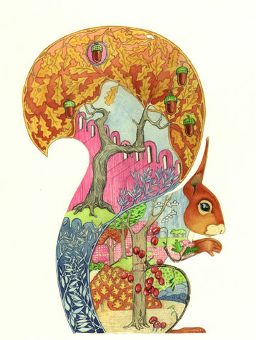 PAGAN WICCAN FINE ART GREETING CARDS Red Squirrel DM COLLECTION