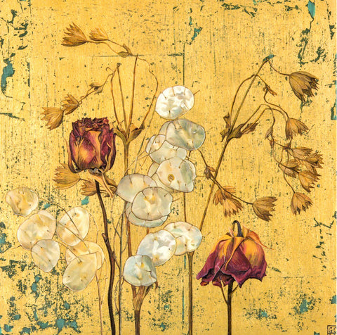 FINE ART GREETING CARD Roses & Honesty GEORGIA COX