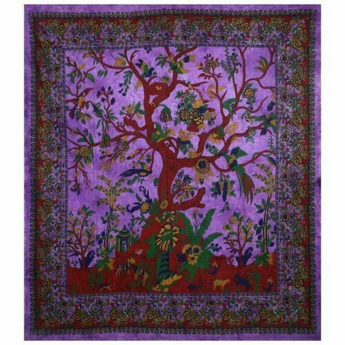 INDIAN TREE OF LIFE TAPESTRY, WALL HANGING, BEDSPREAD