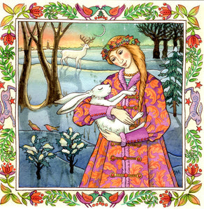 YULE XMAS GREETING CARD Sacred Dawn Stillness PAGAN SOLSTICE Hare WENDY ANDREW