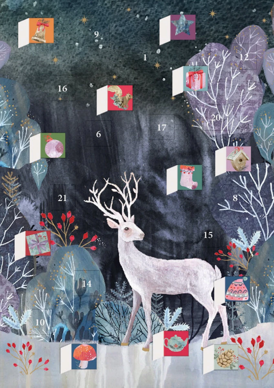 ROGER LA BORDE 'Silver Stag' ADVENT CALENDAR CARD