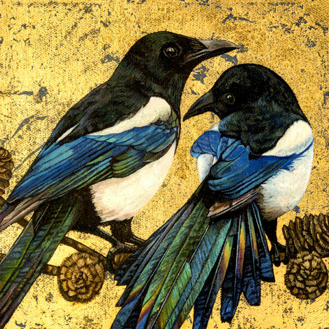 FINE ART GREETING CARD Small Magpies GEORGIA COX