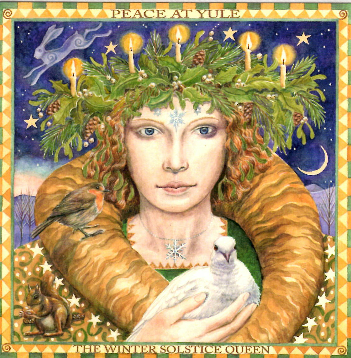 YULE XMAS GREETING CARD Winter Solstice Queen WENDY ANDREW