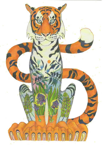 PAGAN WICCAN FINE ART GREETING CARDS Tiger BIRTHDAY Animal BLANK DM COLLECTION B