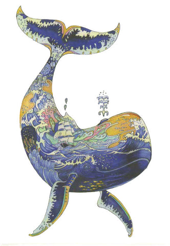 PAGAN WICCAN FINE ART GREETING CARDS Blue Whale BIRTHDAY Animals BLANK DM COLLECTION