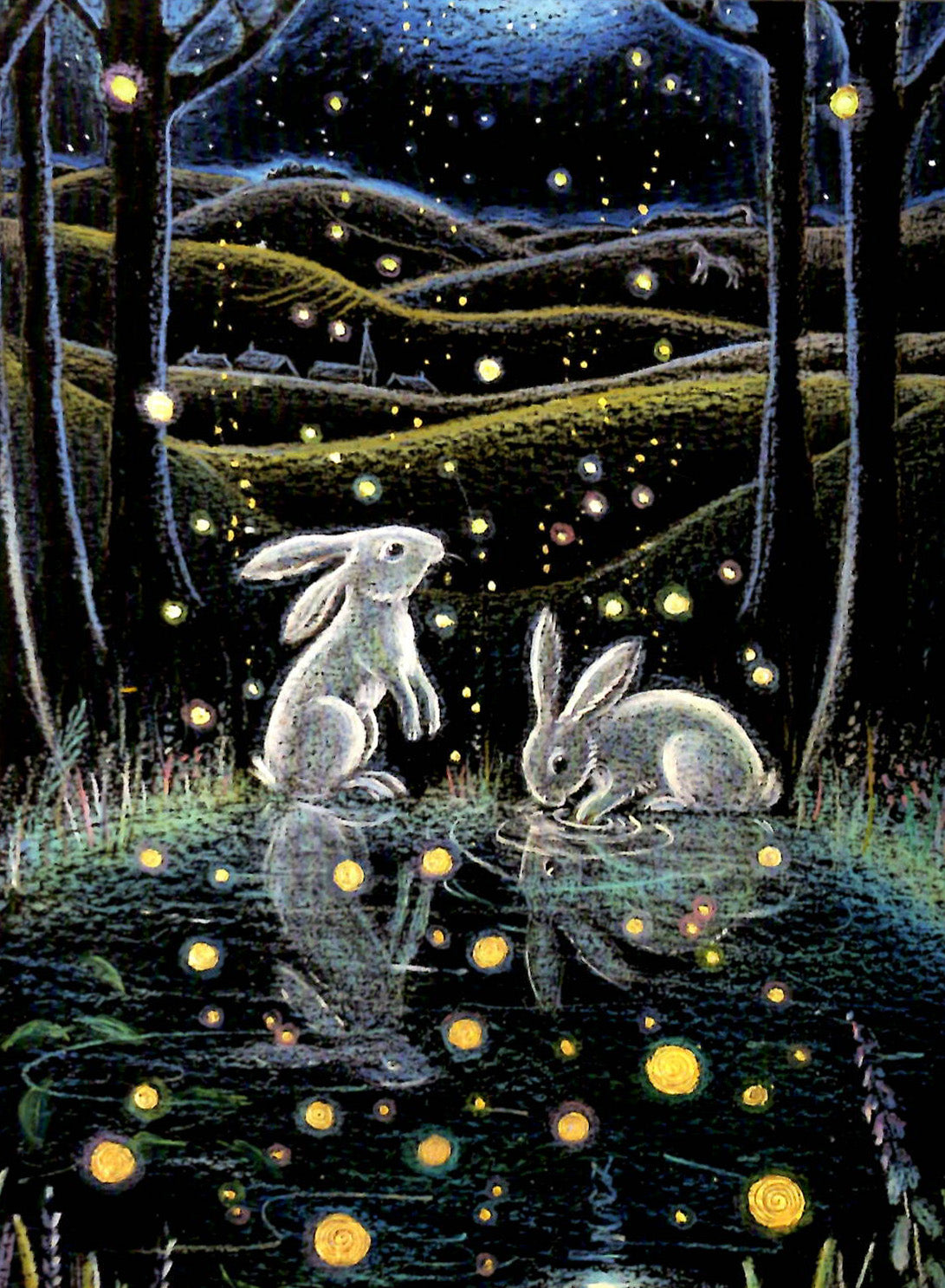 PAGAN WICCAN GREETING CARD Woodland Spring Hare HANNAH WILLOW
